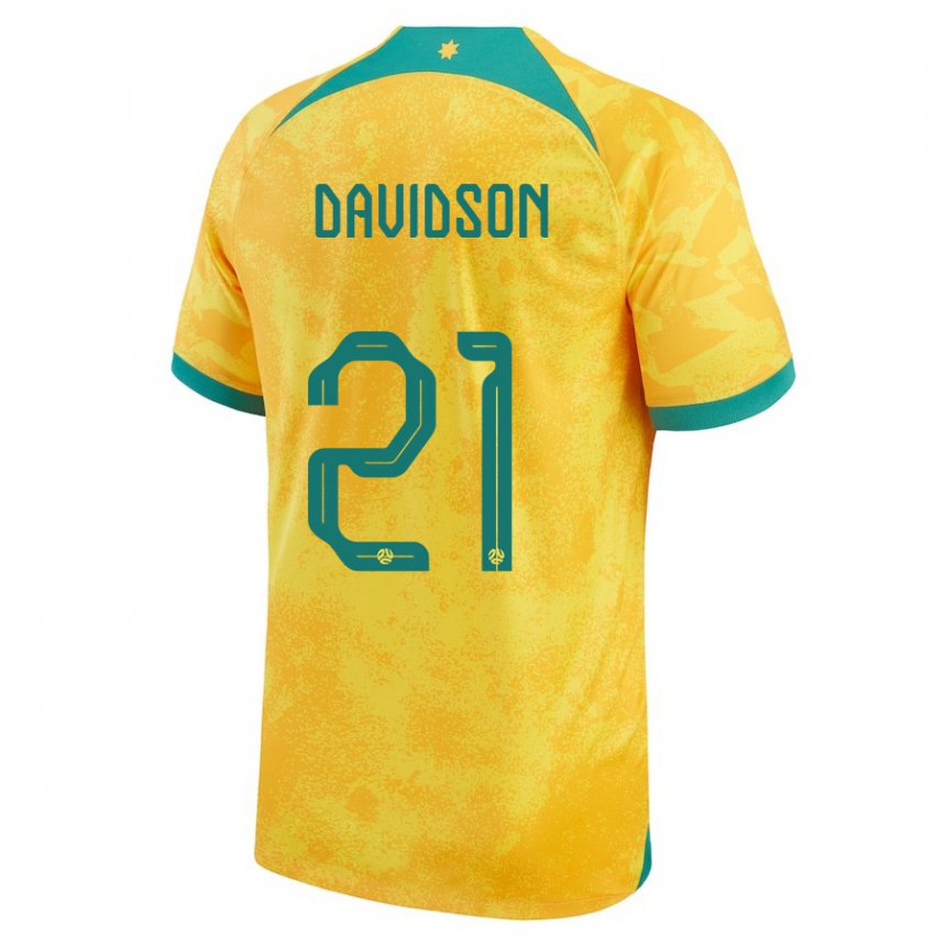 Barn Australias Jason Davidson #21 Gylden Hjemmetrøye Drakt Trøye 22-24 Skjorter T-skjorte