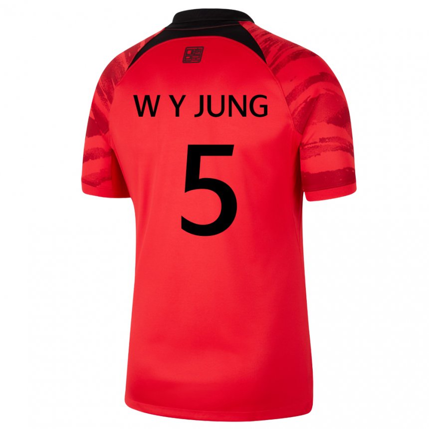 Barn Sør-koreas Woo-young Jung #5 Rød Svart Hjemmetrøye Drakt Trøye 22-24 Skjorter T-skjorte