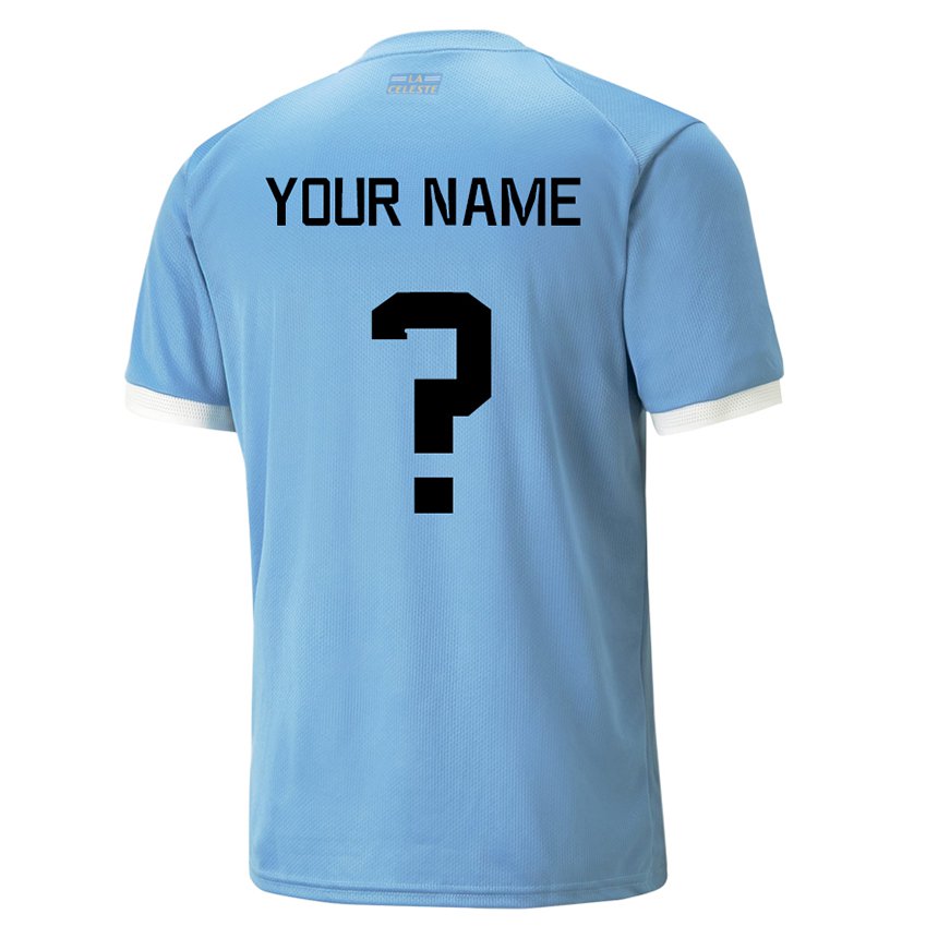 Barn Uruguays Navnet Ditt #0 Blå Hjemmetrøye Drakt Trøye 22-24 Skjorter T-skjorte