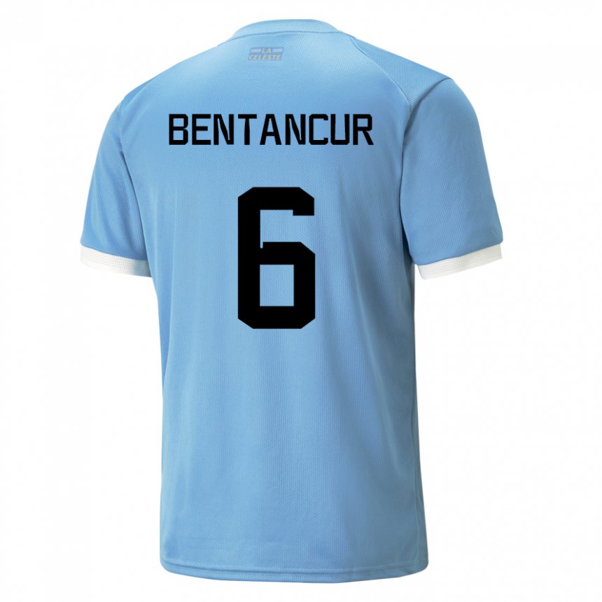 Barn Uruguays Rodrigo Bentancur #6 Blå Hjemmetrøye Drakt Trøye 22-24 Skjorter T-skjorte