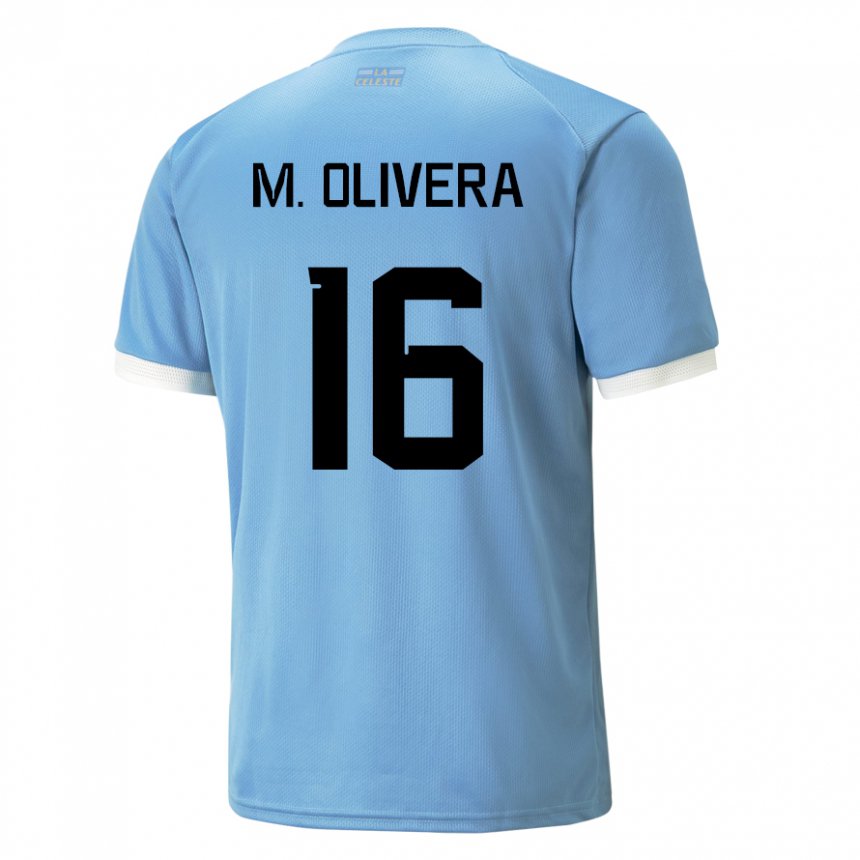 Barn Uruguays Mathias Olivera #16 Blå Hjemmetrøye Drakt Trøye 22-24 Skjorter T-skjorte