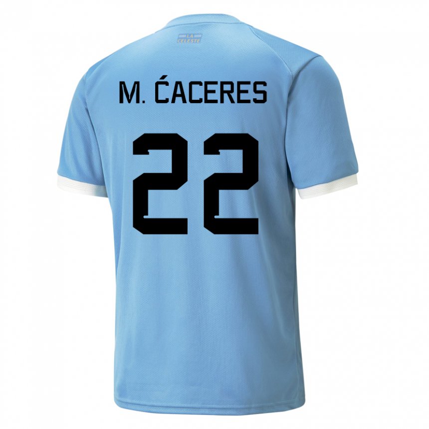 Barn Uruguays Martin Caceres #22 Blå Hjemmetrøye Drakt Trøye 22-24 Skjorter T-skjorte