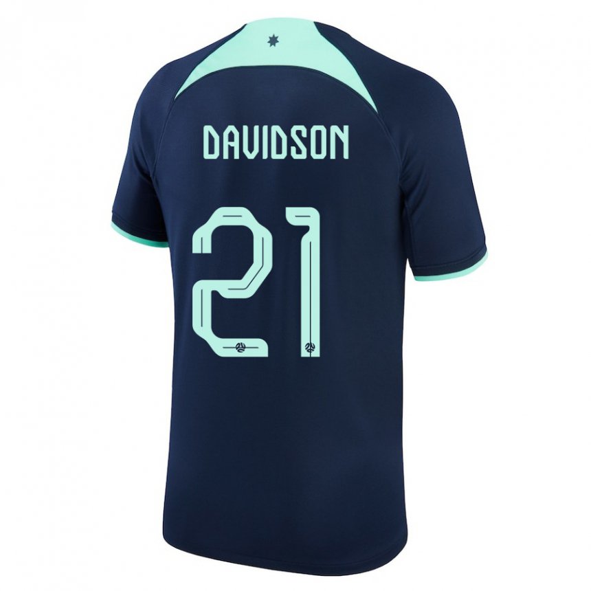 Barn Australias Jason Davidson #21 Mørke Blå Bortetrøye Drakt Trøye 22-24 Skjorter T-skjorte