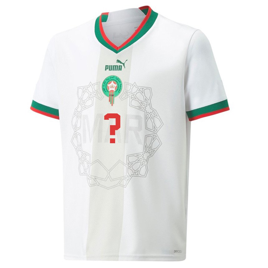 Barn Marokkos Navnet Ditt #0 Hvit Bortetrøye Drakt Trøye 22-24 Skjorter T-skjorte