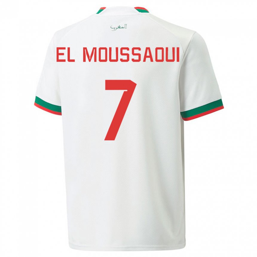 Barn Marokkos Hamza El Moussaoui #7 Hvit Bortetrøye Drakt Trøye 22-24 Skjorter T-skjorte