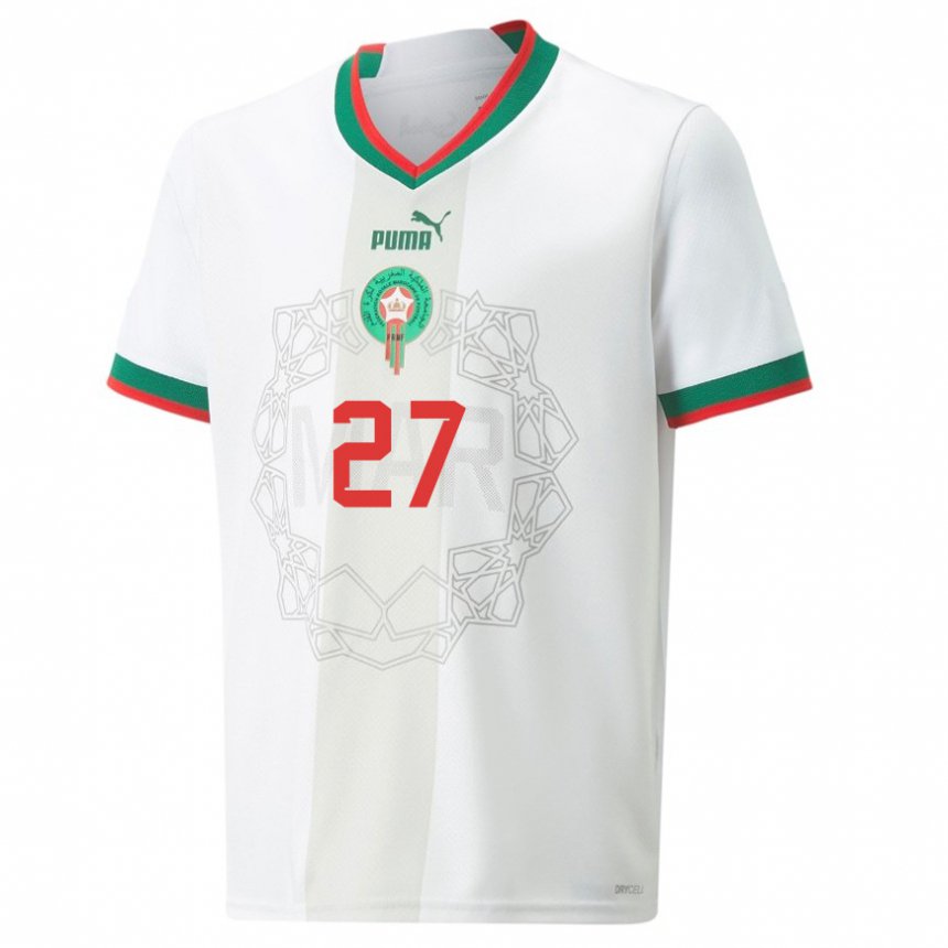 Barn Marokkos Soufiane Rahimi #27 Hvit Bortetrøye Drakt Trøye 22-24 Skjorter T-skjorte