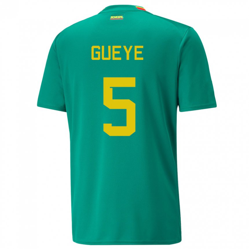 Barn Senegals Idrissa Gueye #5 Grønn Bortetrøye Drakt Trøye 22-24 Skjorter T-skjorte