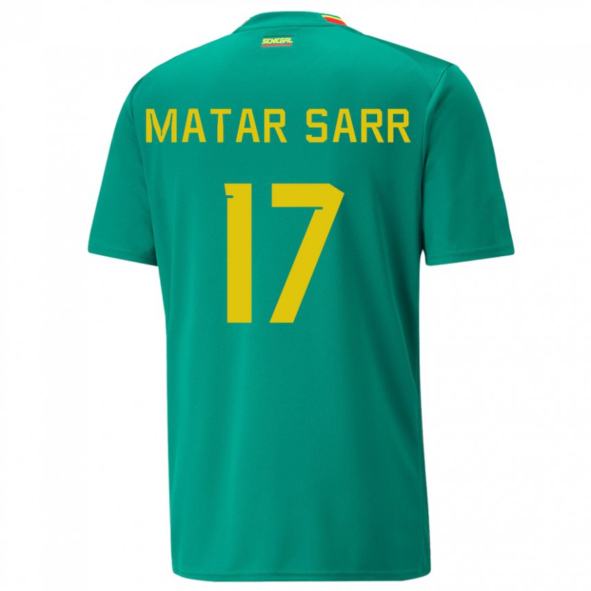 Barn Senegals Pape Matar Sarr #17 Grønn Bortetrøye Drakt Trøye 22-24 Skjorter T-skjorte