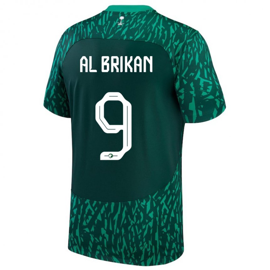 Barn Saudi-arabias Feras Al Brikan #9 Mørk Grønn Bortetrøye Drakt Trøye 22-24 Skjorter T-skjorte