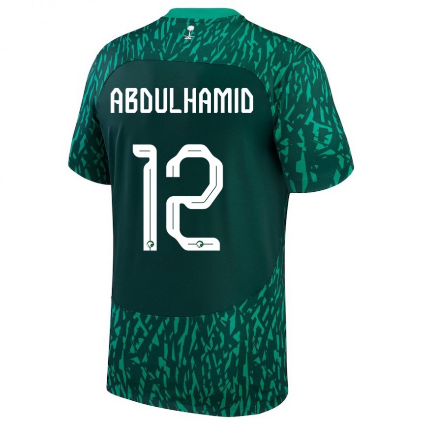 Barn Saudi-arabias Saud Abdulhamid #12 Mørk Grønn Bortetrøye Drakt Trøye 22-24 Skjorter T-skjorte
