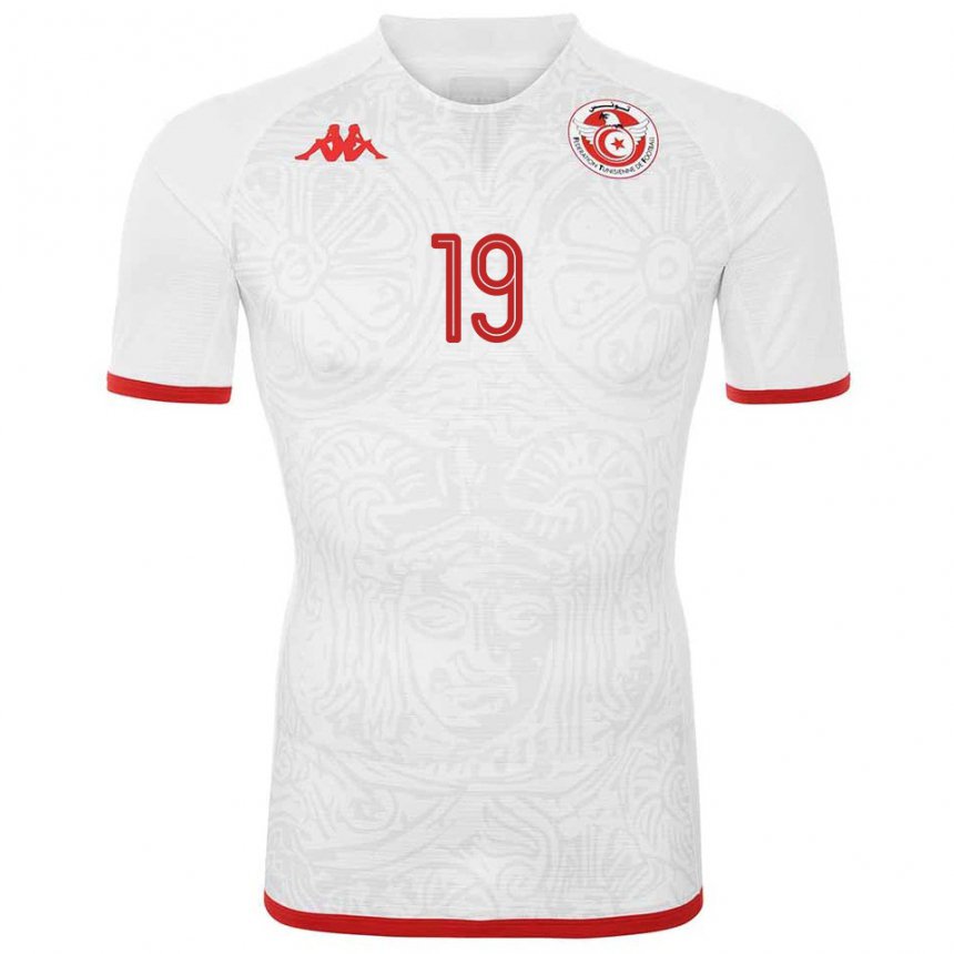 Barn Tunisias Seifeddin Jaziri #19 Hvit Bortetrøye Drakt Trøye 22-24 Skjorter T-skjorte