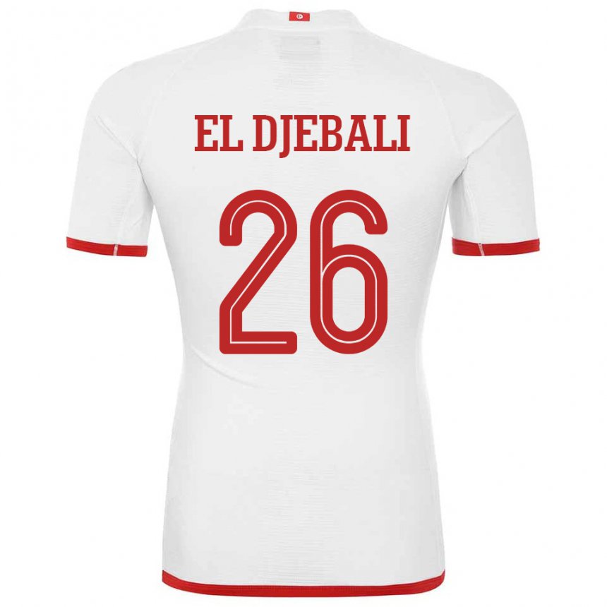 Barn Tunisias Chaim El Djebali #26 Hvit Bortetrøye Drakt Trøye 22-24 Skjorter T-skjorte