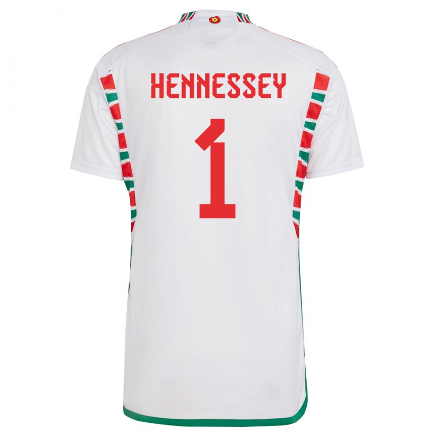 Barn Wales Wayne Hennessey #1 Hvit Bortetrøye Drakt Trøye 22-24 Skjorter T-skjorte