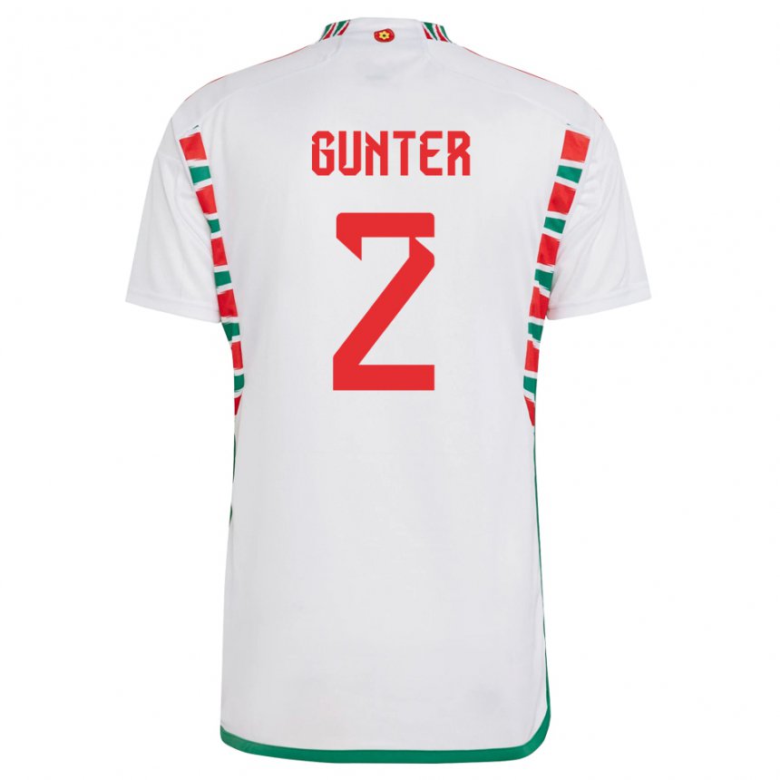 Barn Wales Chris Gunter #2 Hvit Bortetrøye Drakt Trøye 22-24 Skjorter T-skjorte