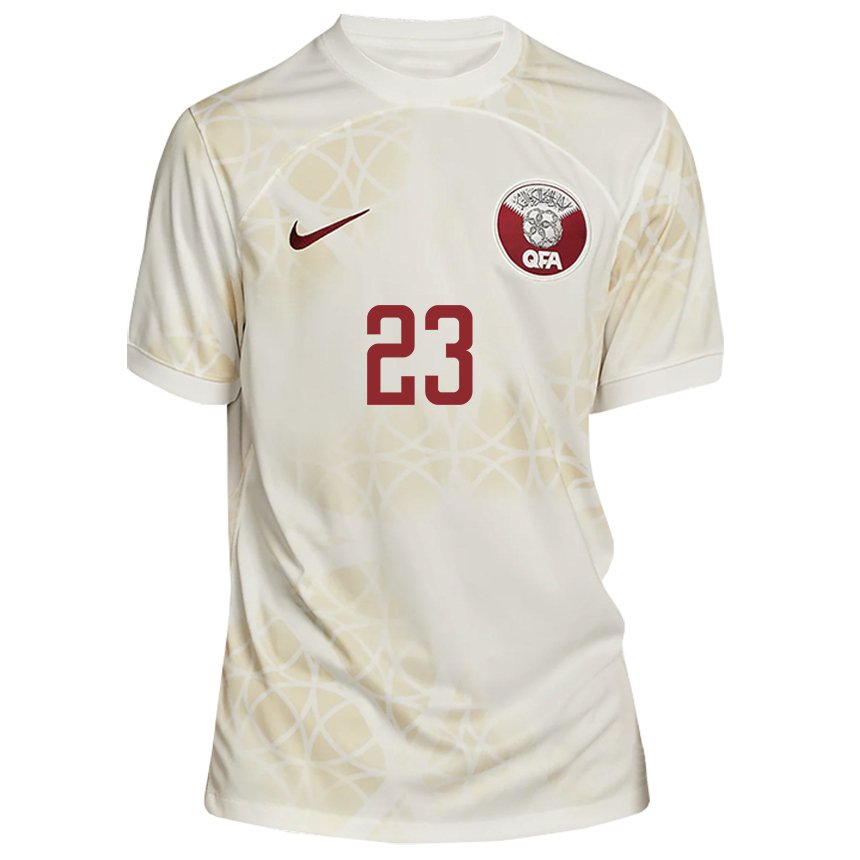 Barn Qatars Mustafa Mashaal #23 Gull Beige Bortetrøye Drakt Trøye 22-24 Skjorter T-skjorte