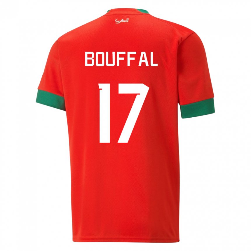 Mann Marokkos Soufiane Bouffal #17 Rød Hjemmetrøye Drakt Trøye 22-24 Skjorter T-skjorte