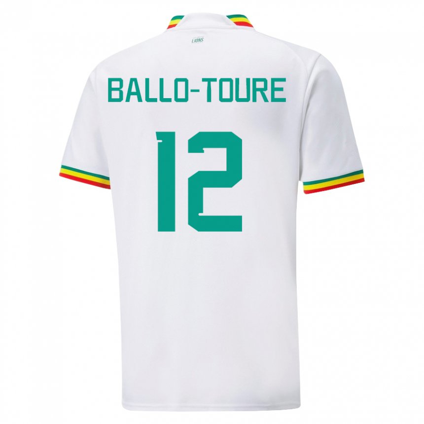 Mann Senegals Fode Ballo-toure #12 Hvit Hjemmetrøye Drakt Trøye 22-24 Skjorter T-skjorte