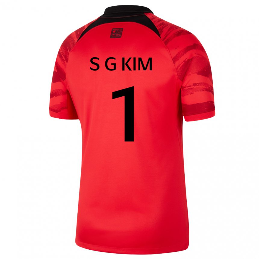 Mann Sør-koreas Seung-gyu Kim #1 Rød Svart Hjemmetrøye Drakt Trøye 22-24 Skjorter T-skjorte