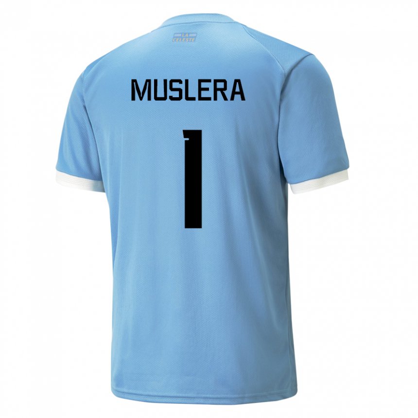 Mann Uruguays Fernando Muslera #1 Blå Hjemmetrøye Drakt Trøye 22-24 Skjorter T-skjorte