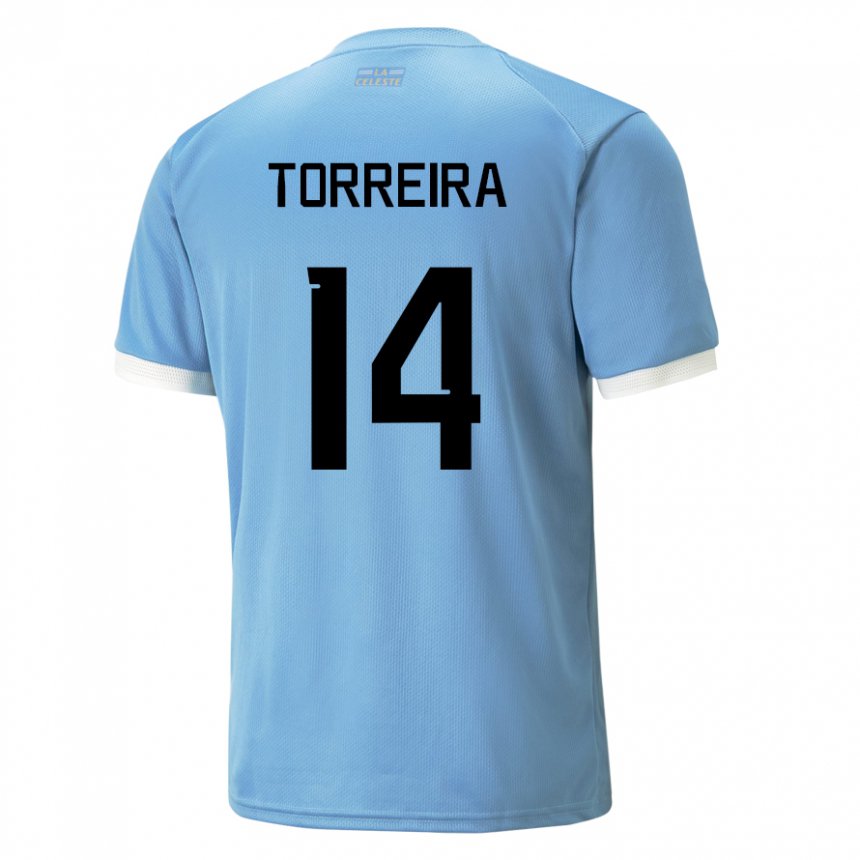 Mann Uruguays Lucas Torreira #14 Blå Hjemmetrøye Drakt Trøye 22-24 Skjorter T-skjorte