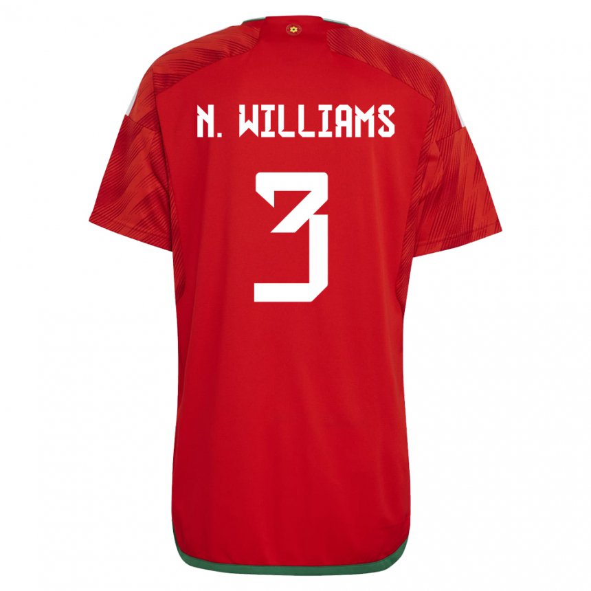 Mann Wales Neco Williams #3 Rød Hjemmetrøye Drakt Trøye 22-24 Skjorter T-skjorte