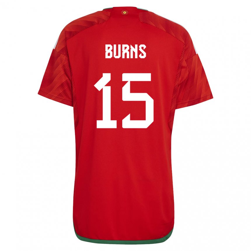 Mann Wales Wes Burns #15 Rød Hjemmetrøye Drakt Trøye 22-24 Skjorter T-skjorte