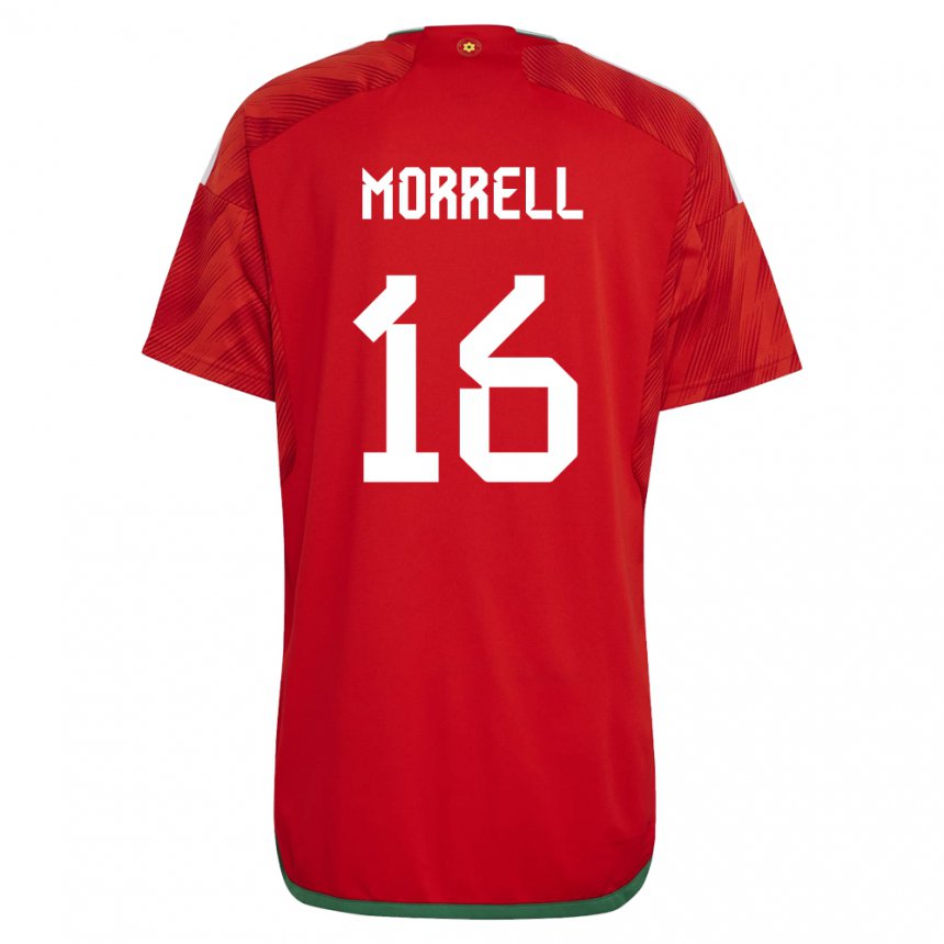 Mann Wales Joe Morrell #16 Rød Hjemmetrøye Drakt Trøye 22-24 Skjorter T-skjorte