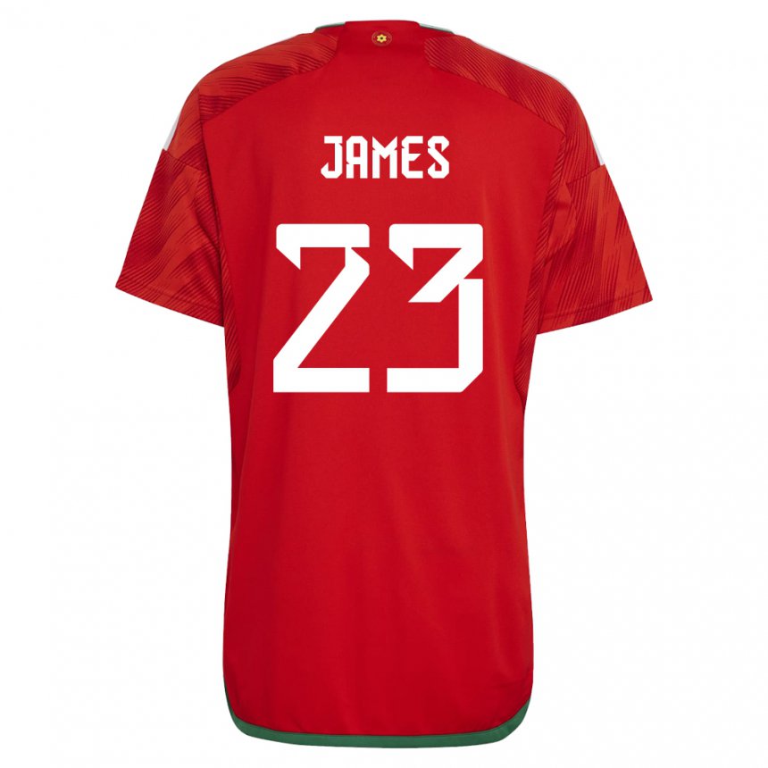Mann Wales Jordan James #23 Rød Hjemmetrøye Drakt Trøye 22-24 Skjorter T-skjorte