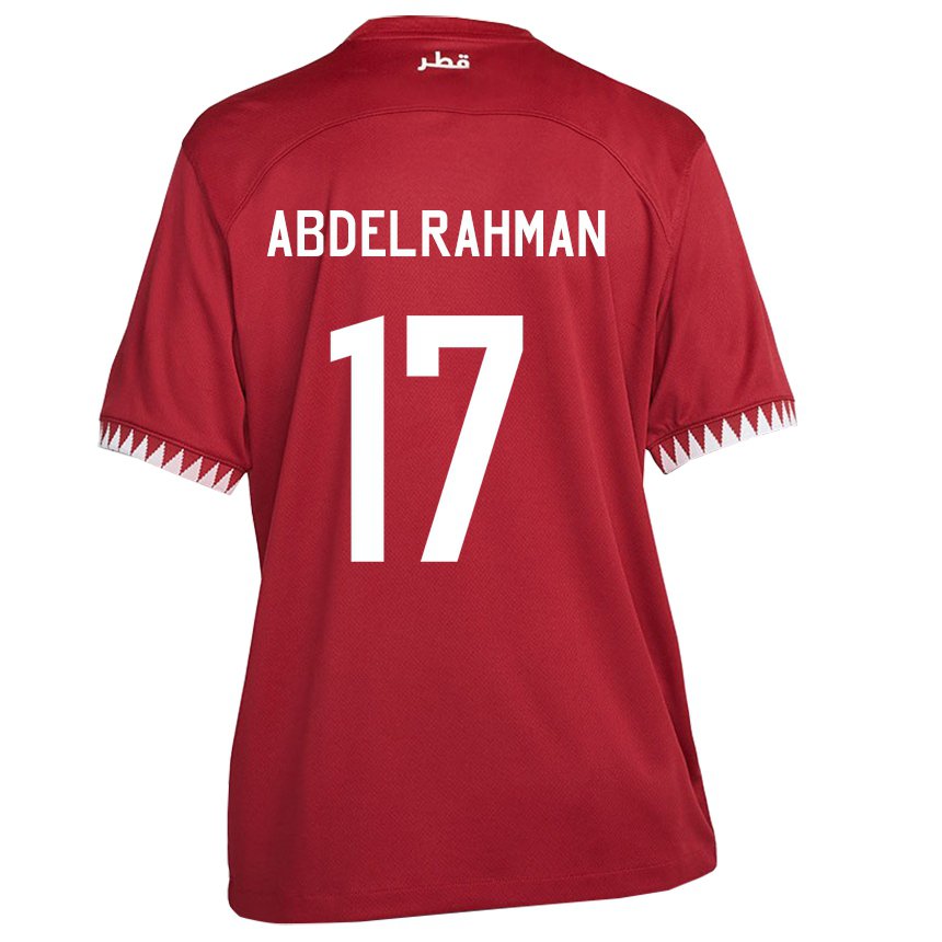 Mann Qatars Abdelrahman Fahmi Moustafa #17 Rødbrun Hjemmetrøye Drakt Trøye 22-24 Skjorter T-skjorte