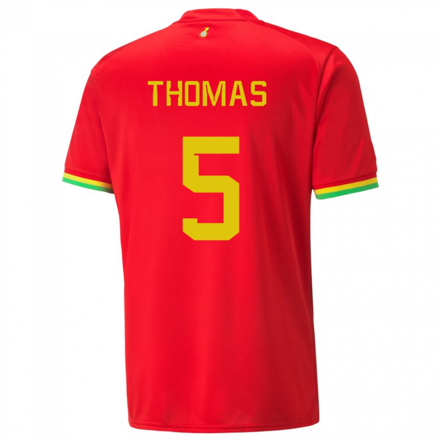 Mann Ghanas Thomas Partey #5 Rød Bortetrøye Drakt Trøye 22-24 Skjorter T-skjorte