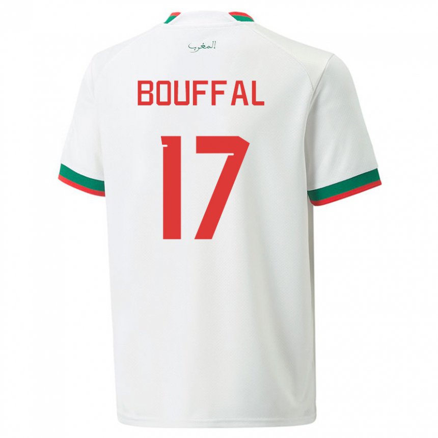 Mann Marokkos Soufiane Bouffal #17 Hvit Bortetrøye Drakt Trøye 22-24 Skjorter T-skjorte