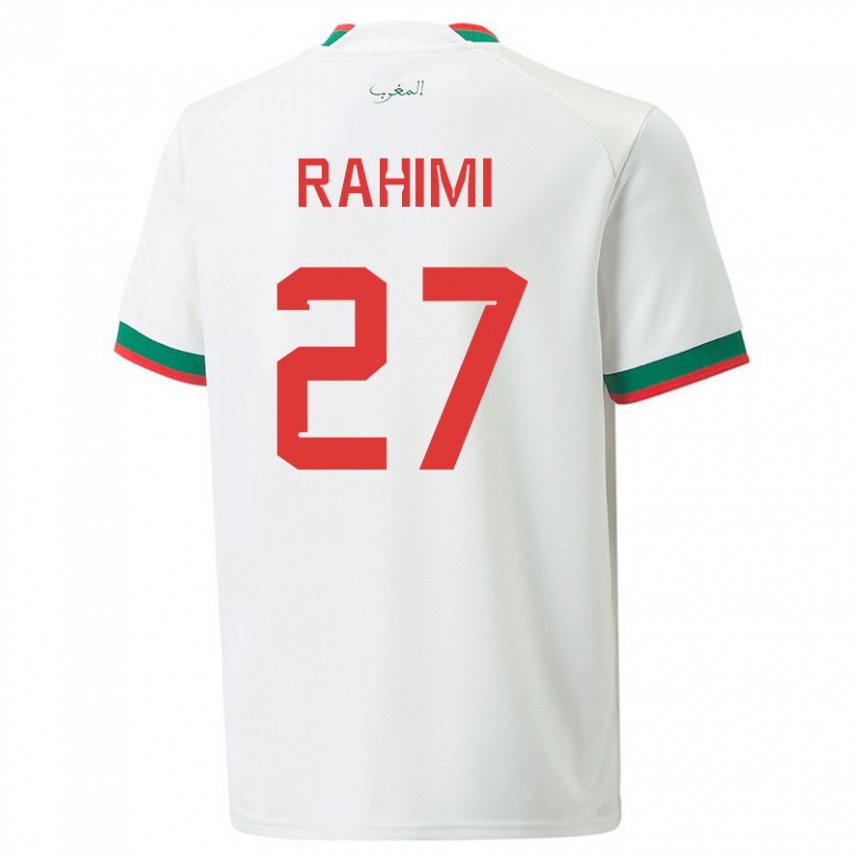 Mann Marokkos Soufiane Rahimi #27 Hvit Bortetrøye Drakt Trøye 22-24 Skjorter T-skjorte
