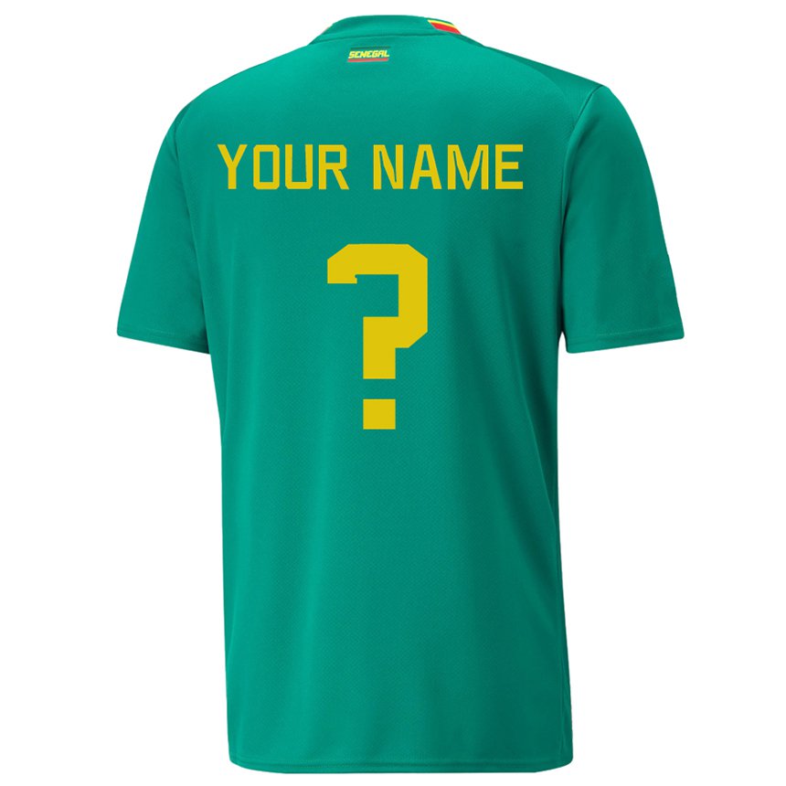 Mann Senegals Navnet Ditt #0 Grønn Bortetrøye Drakt Trøye 22-24 Skjorter T-skjorte