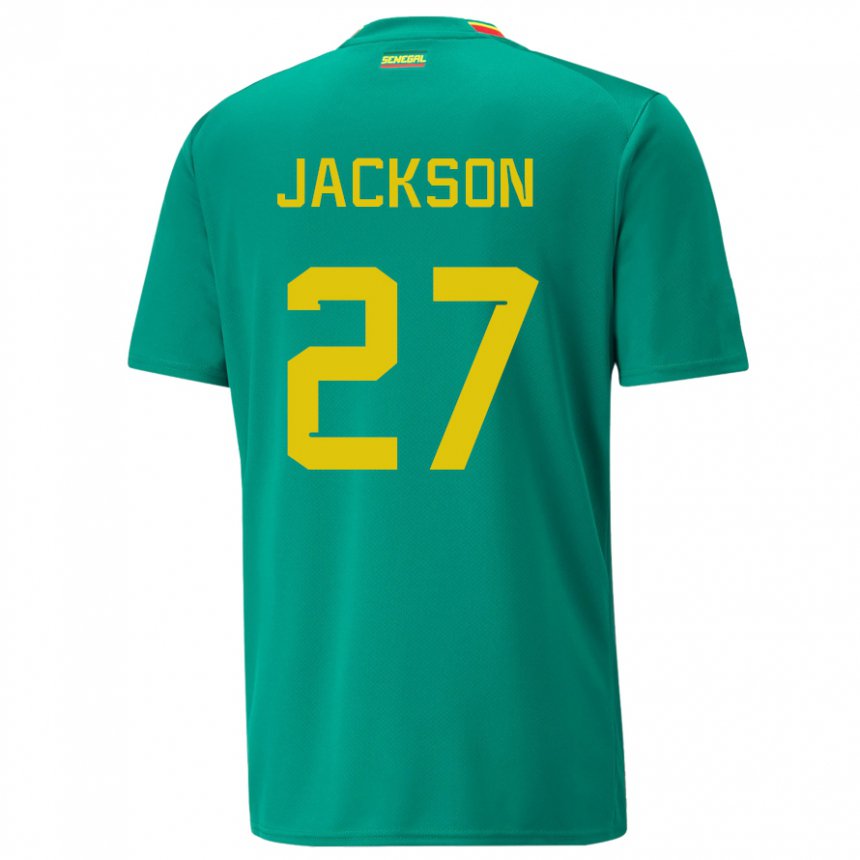 Mann Senegals Nicolas Jackson #27 Grønn Bortetrøye Drakt Trøye 22-24 Skjorter T-skjorte