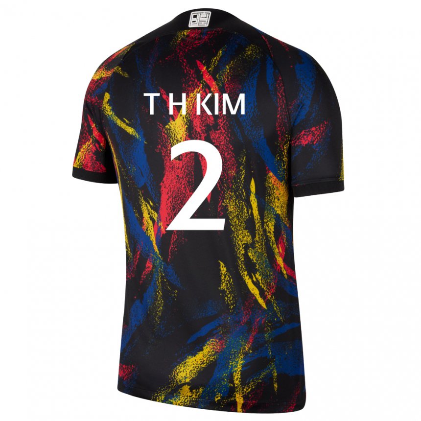 Mann Sør-koreas Tae-hwan Kim #2 Flerfarget Bortetrøye Drakt Trøye 22-24 Skjorter T-skjorte
