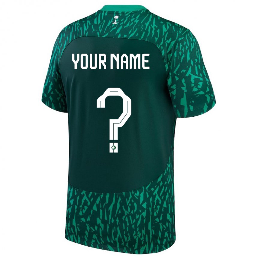 Mann Saudi-arabias Navnet Ditt #0 Mørk Grønn Bortetrøye Drakt Trøye 22-24 Skjorter T-skjorte