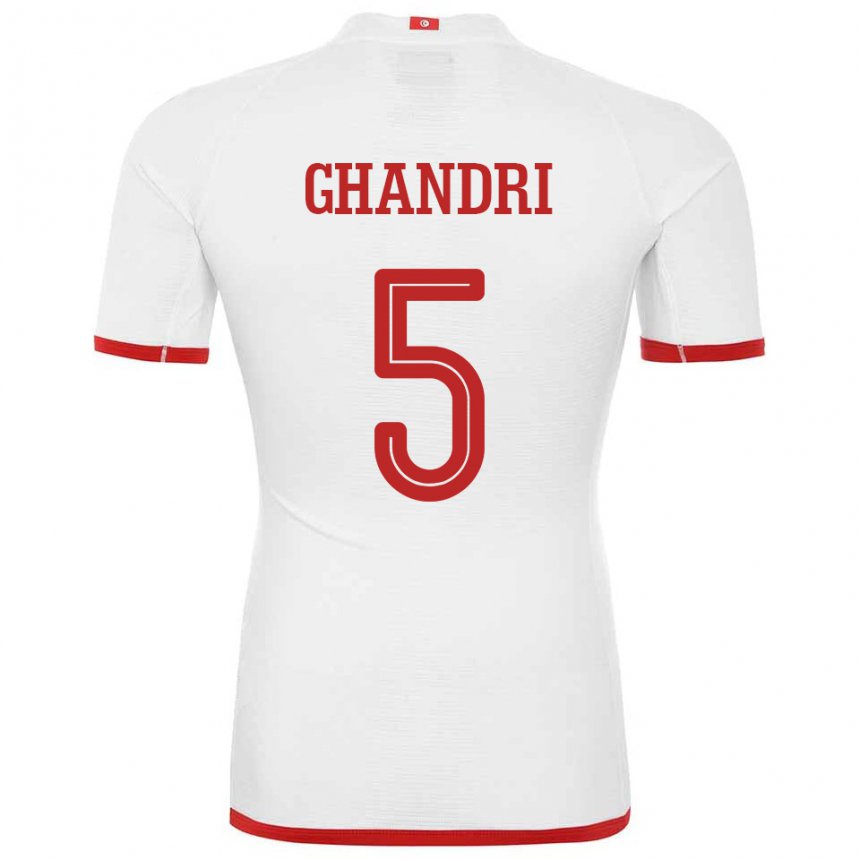 Mann Tunisias Nader Ghandri #5 Hvit Bortetrøye Drakt Trøye 22-24 Skjorter T-skjorte