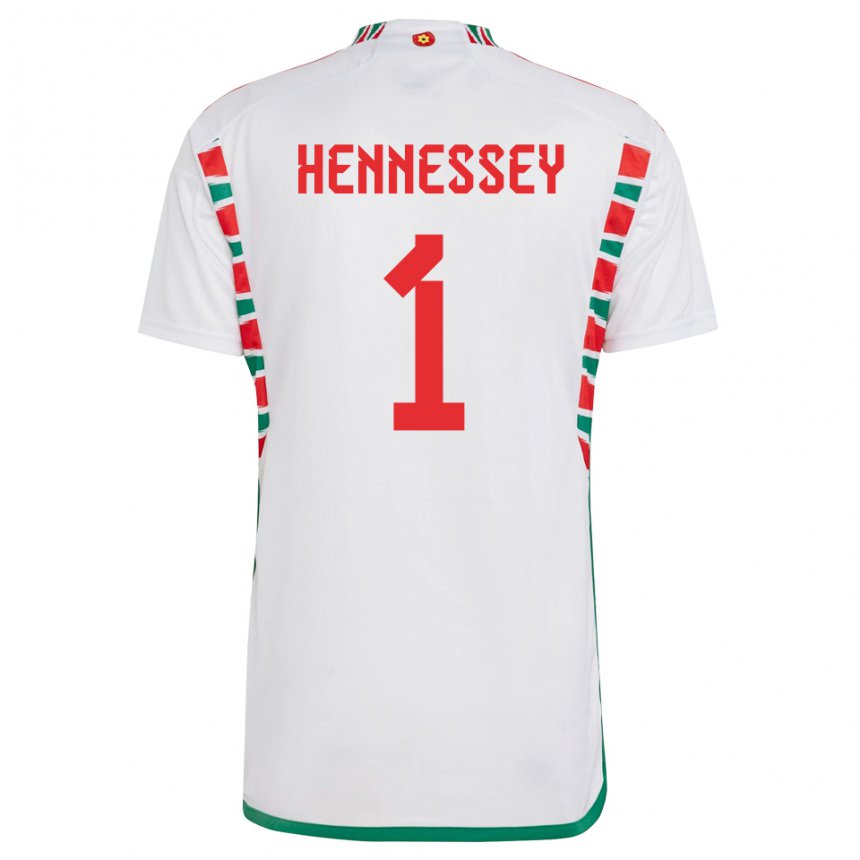 Mann Wales Wayne Hennessey #1 Hvit Bortetrøye Drakt Trøye 22-24 Skjorter T-skjorte