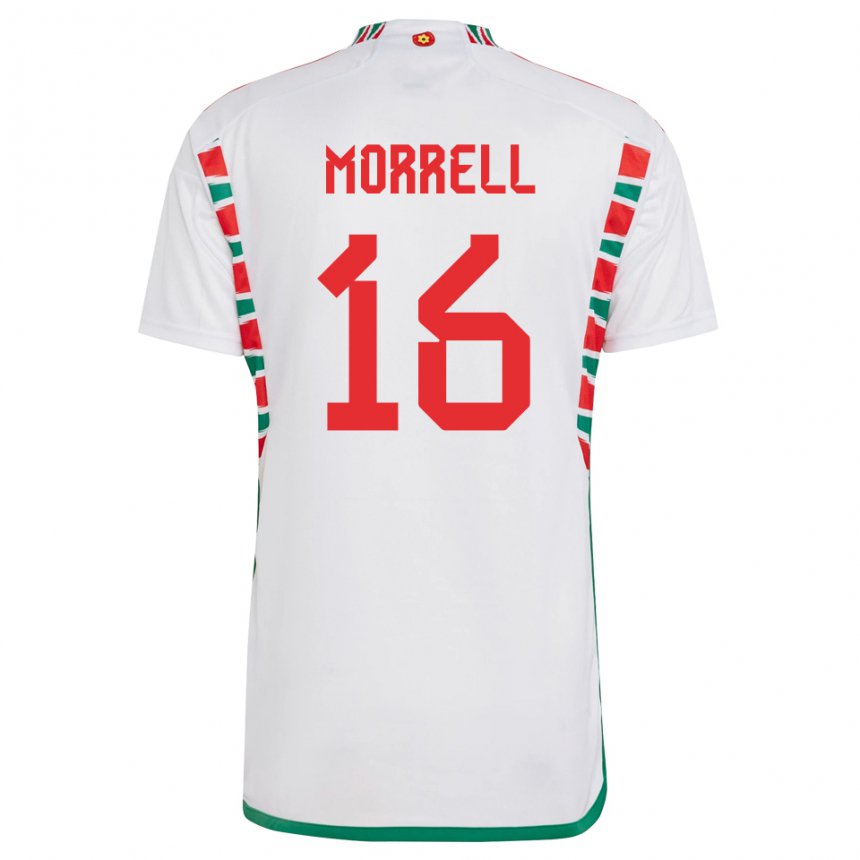 Mann Wales Joe Morrell #16 Hvit Bortetrøye Drakt Trøye 22-24 Skjorter T-skjorte