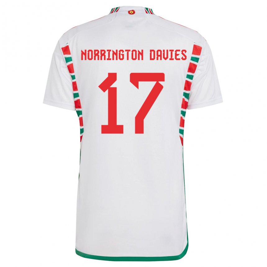 Mann Wales Rhys Norrington Davies #17 Hvit Bortetrøye Drakt Trøye 22-24 Skjorter T-skjorte