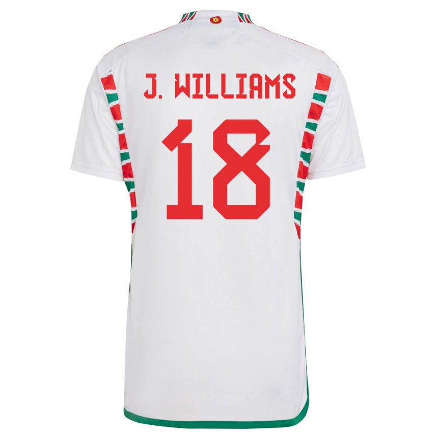 Mann Wales Jonathan Williams #18 Hvit Bortetrøye Drakt Trøye 22-24 Skjorter T-skjorte