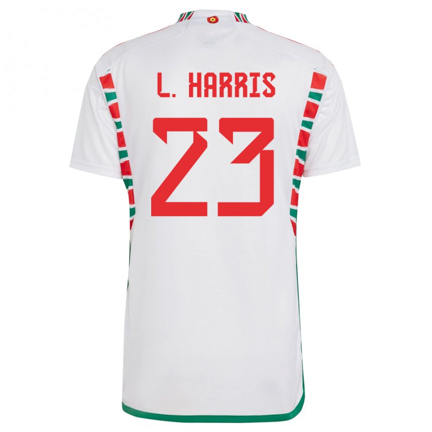Mann Wales Luke Harris #23 Hvit Bortetrøye Drakt Trøye 22-24 Skjorter T-skjorte