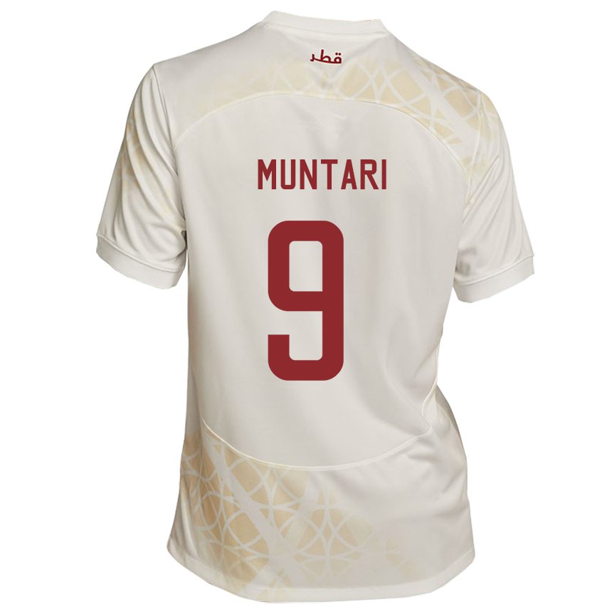 Mann Qatars Mohammed Muntari #9 Gull Beige Bortetrøye Drakt Trøye 22-24 Skjorter T-skjorte