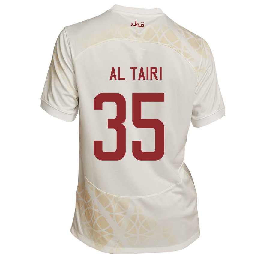 Mann Qatars Osamah Al Tairi #35 Gull Beige Bortetrøye Drakt Trøye 22-24 Skjorter T-skjorte
