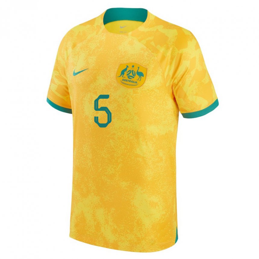 Dame Australias Fran Karacic #5 Gylden Hjemmetrøye Drakt Trøye 22-24 Skjorter T-skjorte