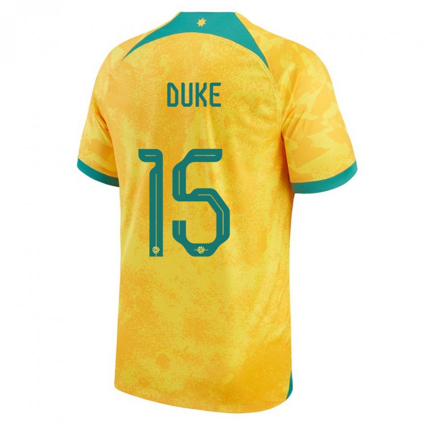 Dame Australias Mitchell Duke #15 Gylden Hjemmetrøye Drakt Trøye 22-24 Skjorter T-skjorte