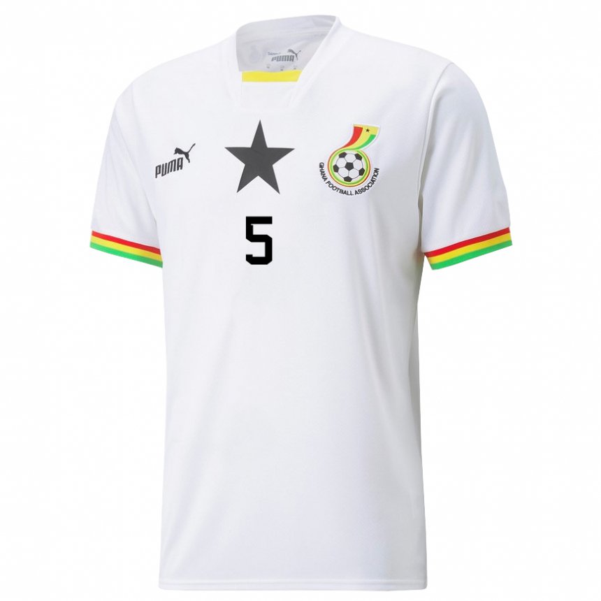 Dame Ghanas Thomas Partey #5 Hvit Hjemmetrøye Drakt Trøye 22-24 Skjorter T-skjorte