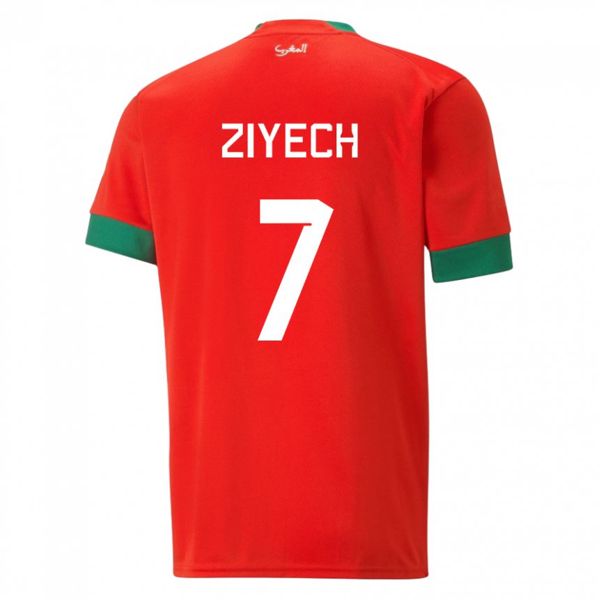 Dame Marokkos Hakim Ziyech #7 Rød Hjemmetrøye Drakt Trøye 22-24 Skjorter T-skjorte