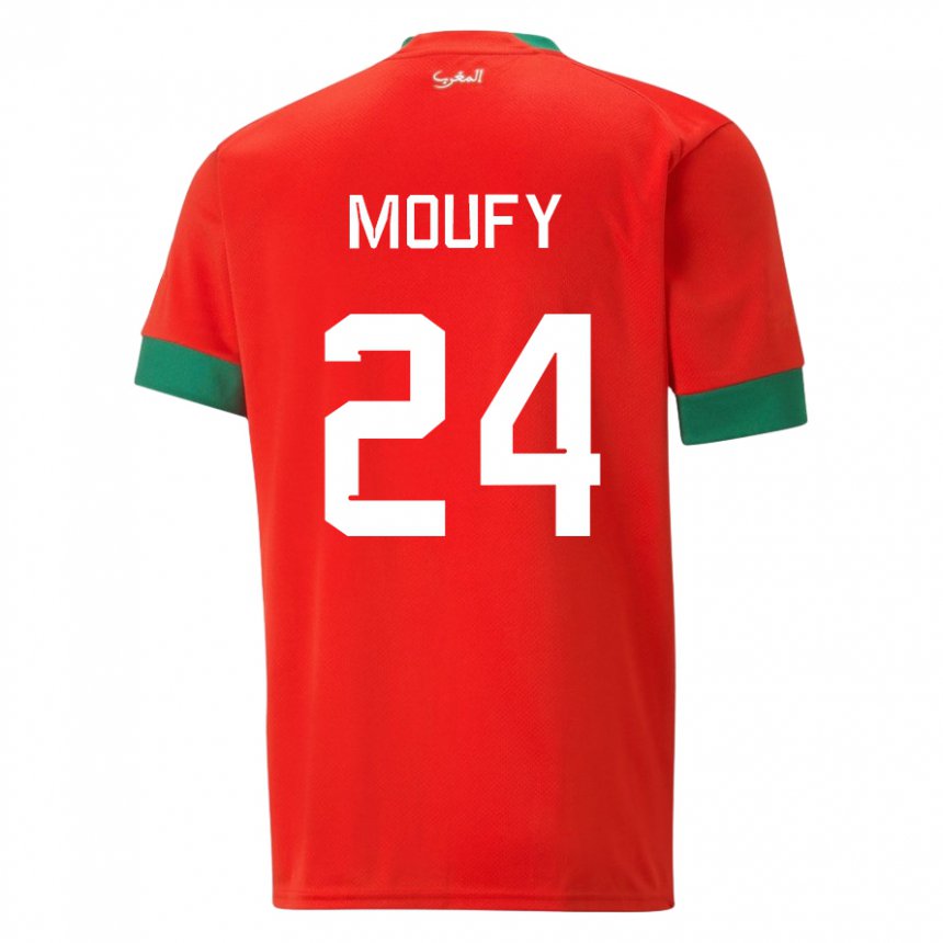 Dame Marokkos Fahd Moufy #24 Rød Hjemmetrøye Drakt Trøye 22-24 Skjorter T-skjorte