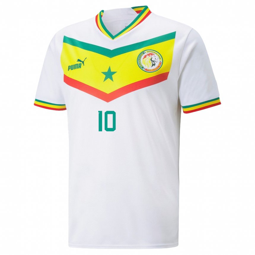 Dame Senegals Sadio Mane #10 Hvit Hjemmetrøye Drakt Trøye 22-24 Skjorter T-skjorte